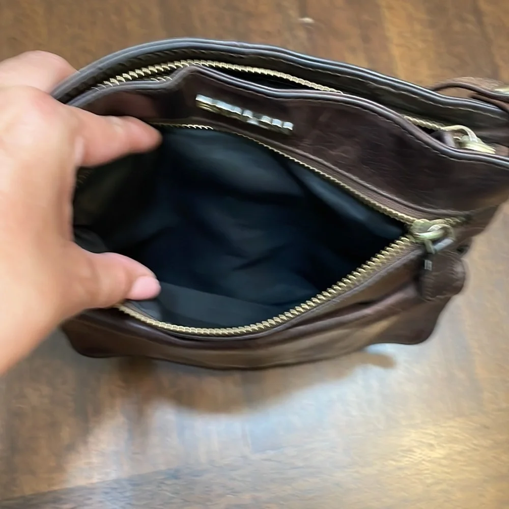 Estalon dark brown leather crossbody purse